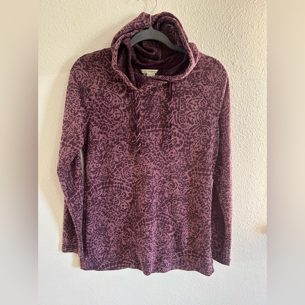 Royal Robbin’s Thermal Light Weight Floral Hooded Top Womens Size M
